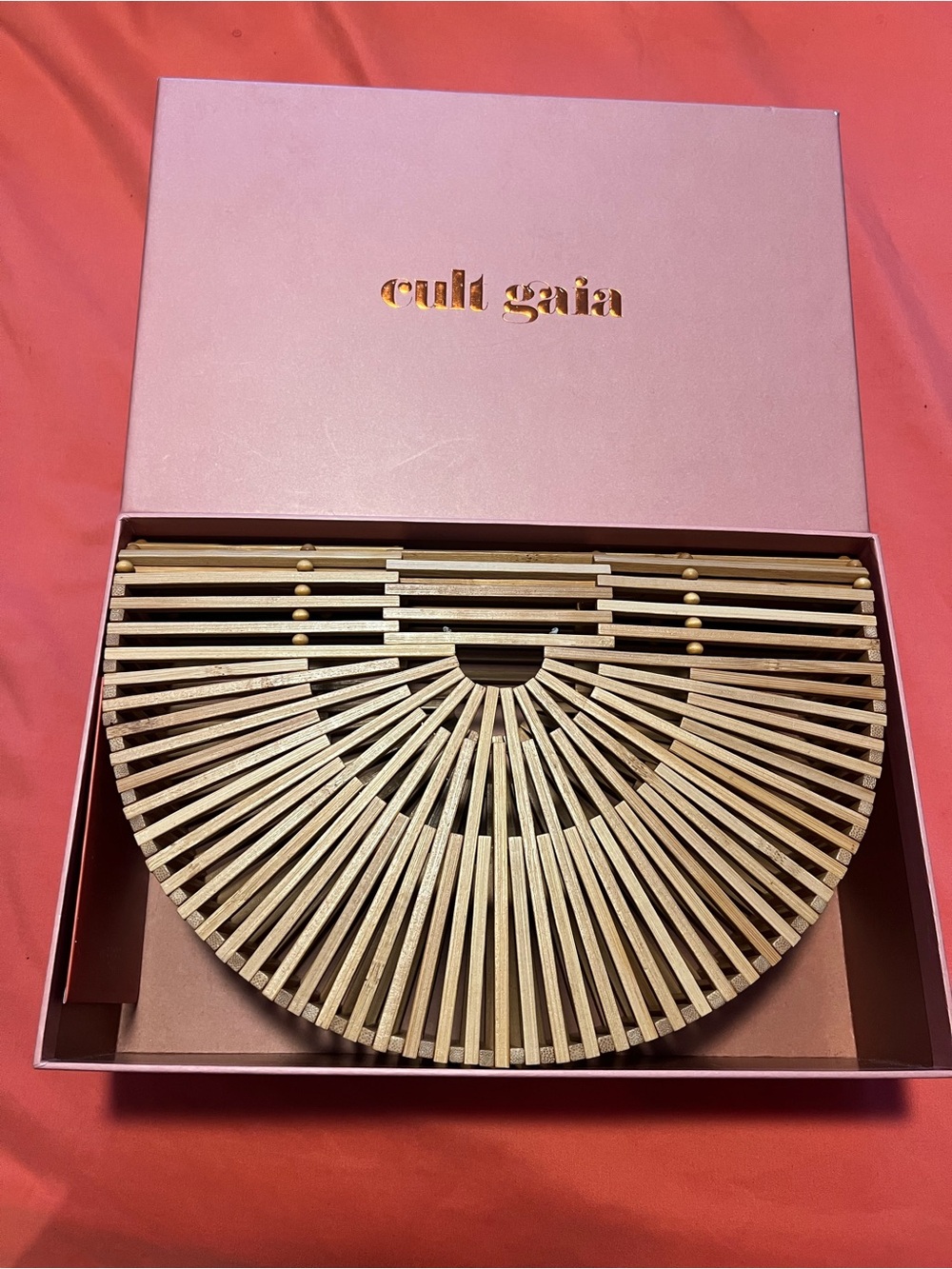 cult gaia bamboo ark clutch in natural tan
